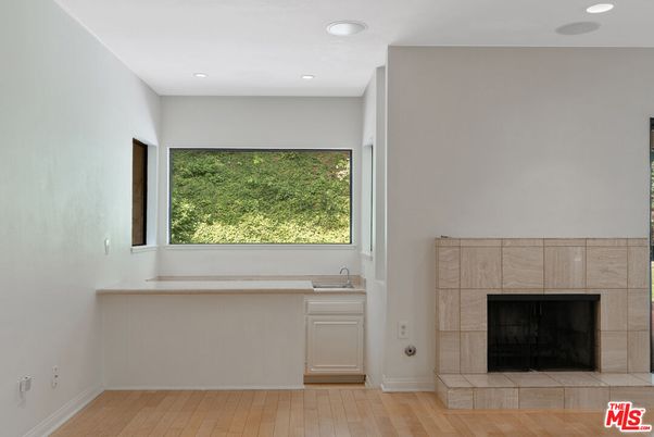 Fireplace, Interior, Recessed Lighting, Wood Texture Flooring