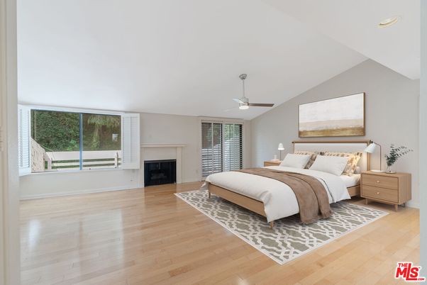 Bedroom, Fireplace, Interior, Wood Texture Flooring