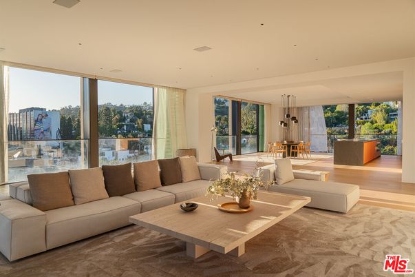 Dining room, Interior, Living room, Pendant Lights, Recessed Lighting, Wood Texture Flooring
