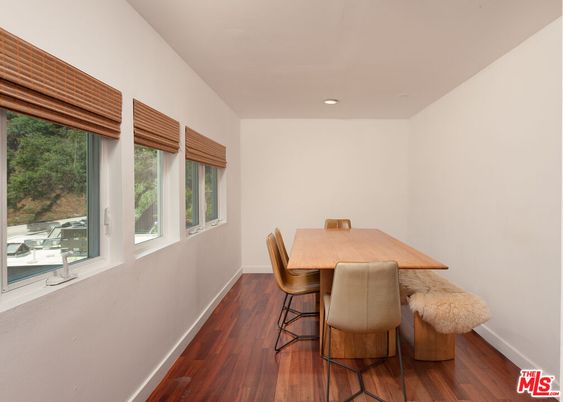 Dining room, Interior, Recessed Lighting, Wood Texture Flooring