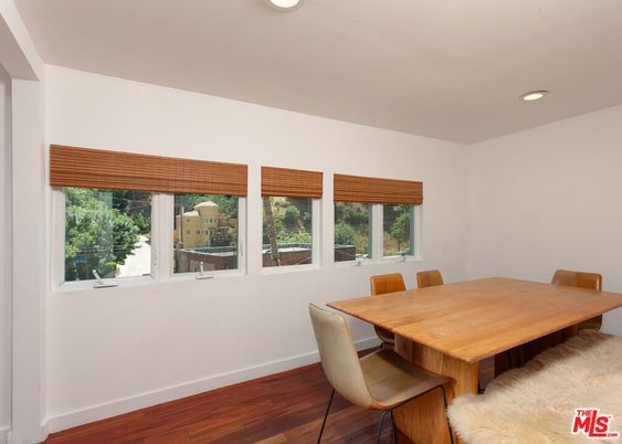 Dining room, Interior, Recessed Lighting, Wood Texture Flooring