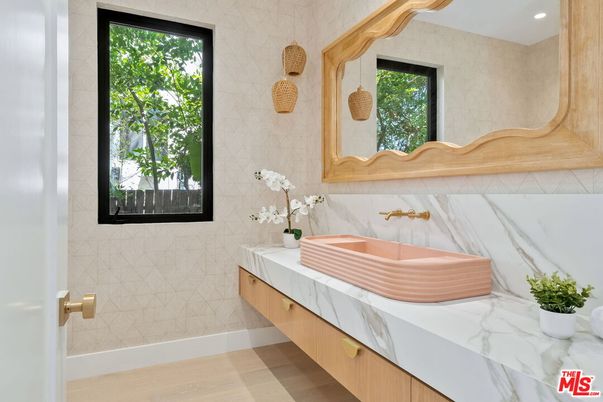 Bathroom, Interior, Recessed Lighting, Wood Texture Flooring