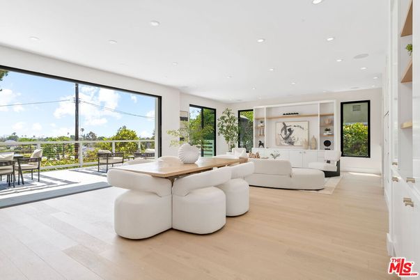 Dining room, Interior, Living room, Recessed Lighting, Wood Texture Flooring