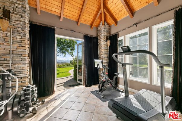 Fitness Equipment, Interior, Stone Walls, Wooden Beams, Wooden Ceilings