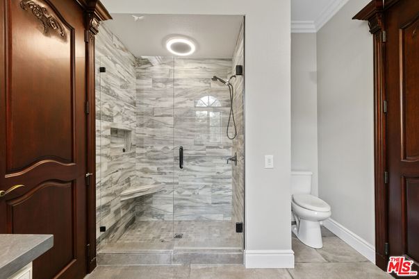 Bathroom, Glass Shower, Interior, Marble Walls