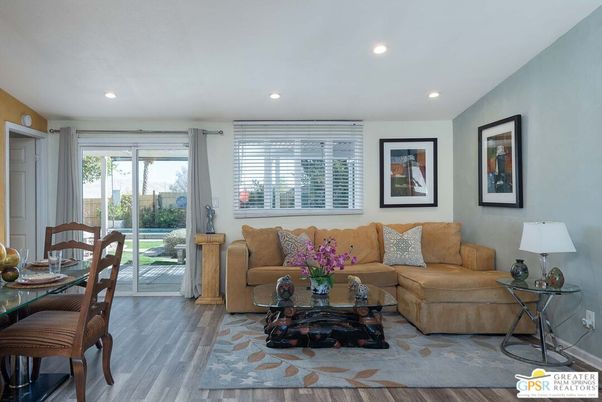 Dining room, Interior, Living room, Recessed Lighting, Wood Texture Flooring