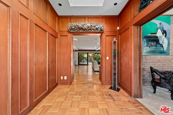 Interior, Recessed Lighting, Stone Walls, Wood Texture Flooring, Wooden Walls