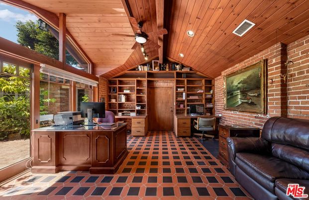 Home Office, Interior, Stone Walls, Wooden Ceilings