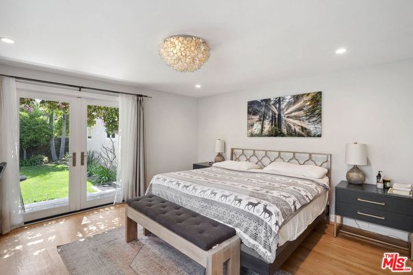 Bedroom, Chandelier, Interior, Recessed Lighting, Wood Texture Flooring