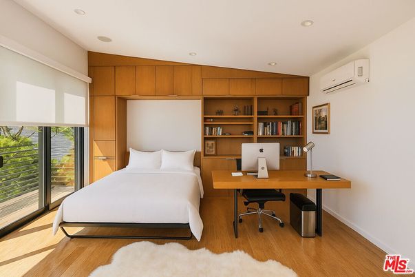Bedroom, Home Office, Interior, Recessed Lighting, Wood Texture Flooring