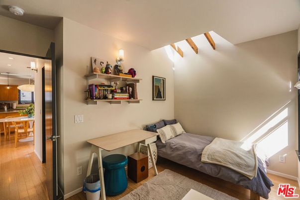 Bedroom, Dining room, Interior, Recessed Lighting, Wood Texture Flooring
