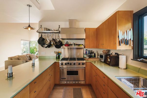 Interior, Kitchen, Pendant Lights, Stainless Steel Appliances, Wood Texture Flooring