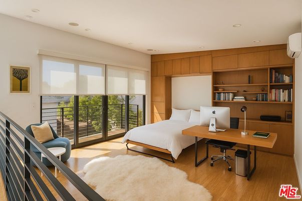 Bedroom, Home Office, Interior, Recessed Lighting, Wood Texture Flooring