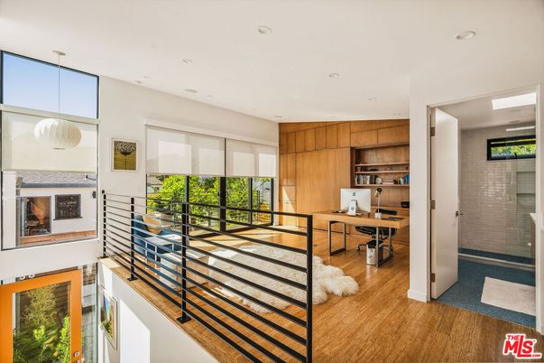 Home Office, Interior, Pendant Lights, Recessed Lighting, Wood Texture Flooring
