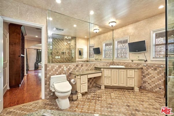 Bathroom, Glass Shower, Interior, Recessed Lighting, Wood Texture Flooring
