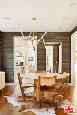 Dining room, Interior, Kitchen, Pendant Lights, Recessed Lighting, Wood Texture Flooring