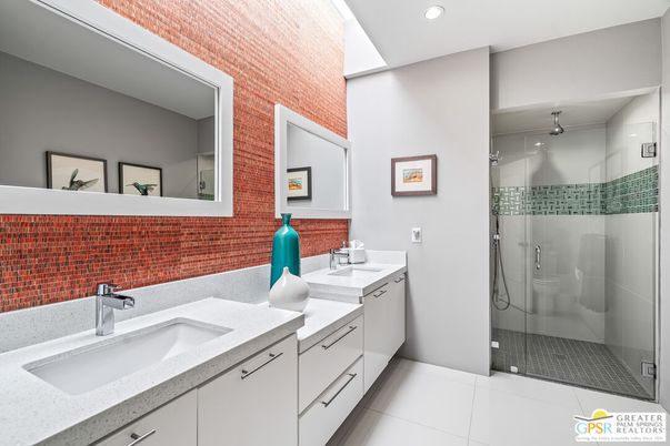 Bathroom, Dual Sink Vanities, Glass Shower, Interior, Recessed Lighting