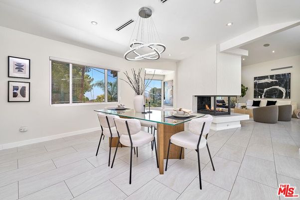 Dining room, Fireplace, Interior, Living room, Pendant Lights, Recessed Lighting