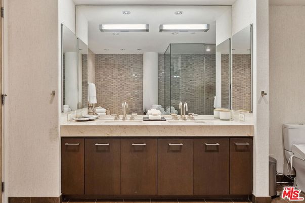 Bathroom, Dual Sink Vanities, Glass Shower, Interior, Recessed Lighting