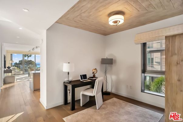 Home Office, Interior, Recessed Lighting, Wooden Ceilings, Wood Texture Flooring