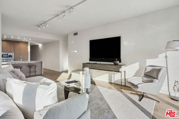 Interior, Kitchen, Living room, Recessed Lighting, Wood Texture Flooring