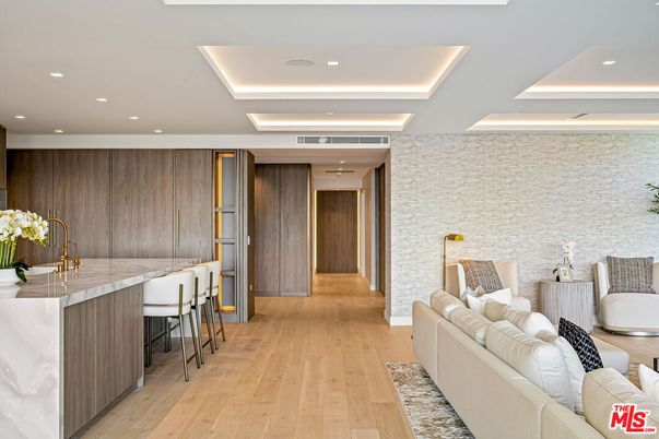 Interior, Kitchen, Living room, Recessed Lighting, Wood Texture Flooring