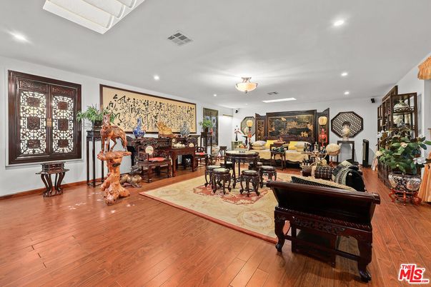 Dining room, Fireplace, Interior, Living room, Recessed Lighting, Wood Texture Flooring