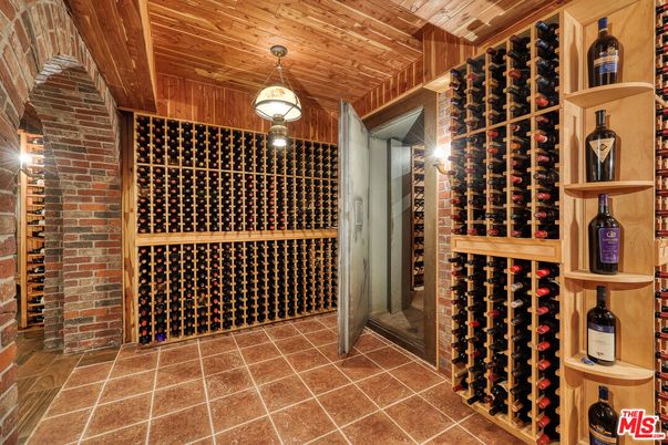 Interior, Pendant Lights, Stone Walls, Wine Storage, Wooden Ceilings
