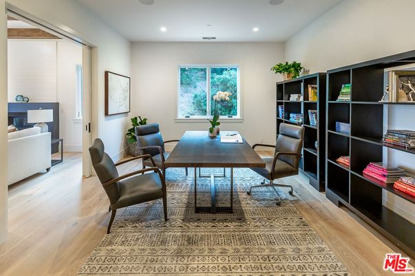Home Office, Interior, Recessed Lighting, Wood Texture Flooring