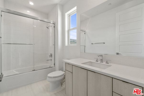Bathroom, Glass Shower, Interior, Recessed Lighting, Wood Texture Flooring