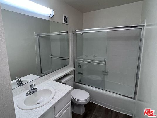 Bathroom, Glass Shower, Interior, Wood Texture Flooring