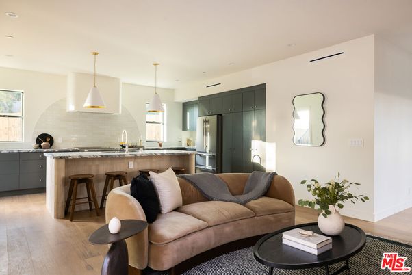 Interior, Kitchen, Living room, Pendant Lights, Recessed Lighting, Stainless Steel Appliances, Wood Texture Flooring