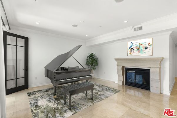 Fireplace, Interior, Piano, Recessed Lighting