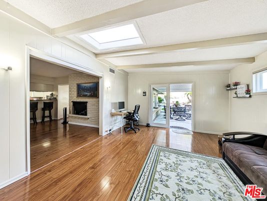 Home Office, Interior, Stone Walls, Wood Texture Flooring