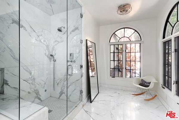 Bathroom, Glass Shower, Interior, Marble, Marble Walls