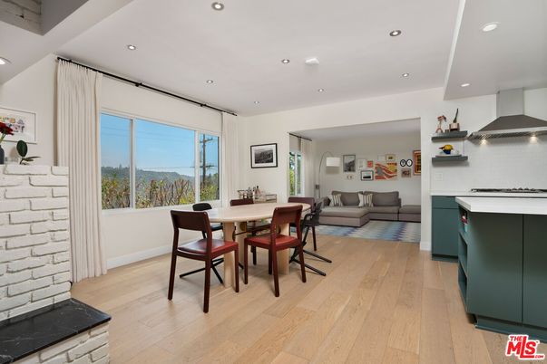 Dining room, Interior, Recessed Lighting, Wood Texture Flooring