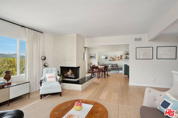 Dining room, Fireplace, Interior, Living room, Stone Walls, Wood Texture Flooring
