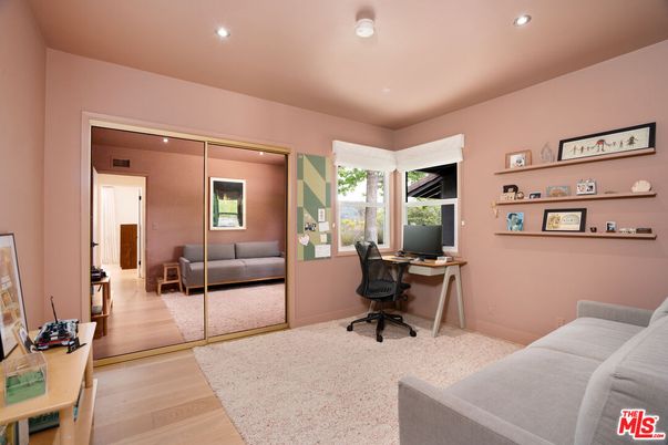 Home Office, Interior, Recessed Lighting, Wood Texture Flooring