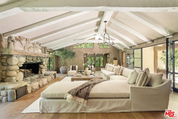 Fireplace, Interior, Living room, Stone Walls, Wood Texture Flooring