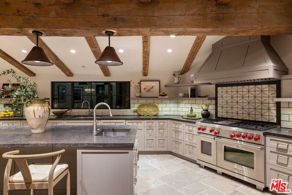 Interior, Kitchen, Pendant Lights, Recessed Lighting, Stainless Steel Appliances, Wooden Beams, Wooden Ceilings