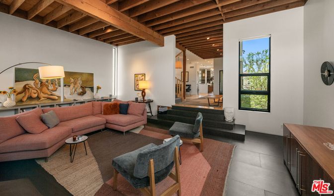 Interior, Living room, Recessed Lighting, Wooden Beams