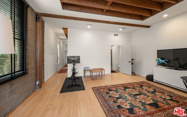 Fitness Equipment, Interior, Recessed Lighting, Wooden Beams, Wooden Ceilings, Wood Texture Flooring