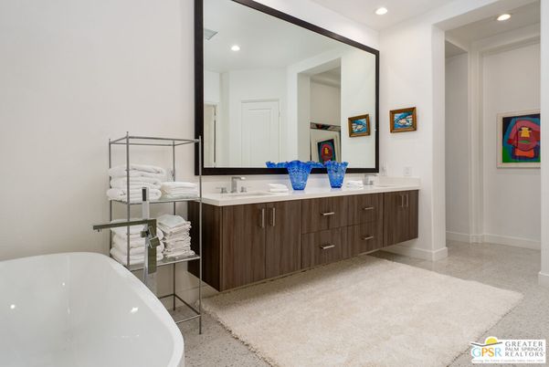 Bathroom, Dual Sink Vanities, Free Standing Baths, Interior, Recessed Lighting