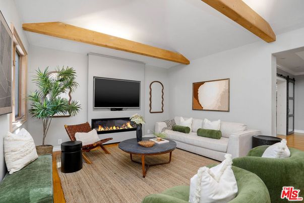 Fireplace, Interior, Living room, Wooden Beams, Wood Texture Flooring
