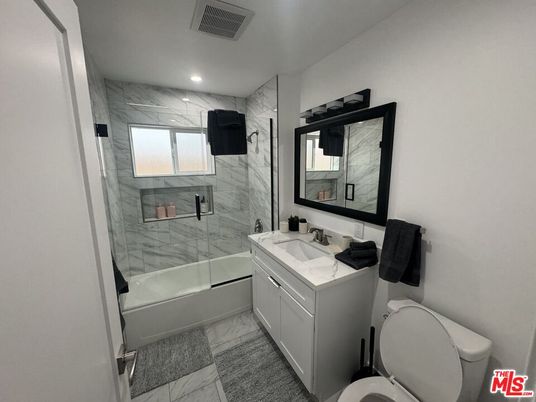 Bathroom, Glass Shower, Interior, Marble, Marble Walls, Recessed Lighting