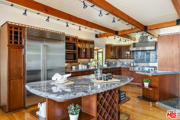 Interior, Kitchen, Stainless Steel Appliances, Wooden Beams, Wood Texture Flooring