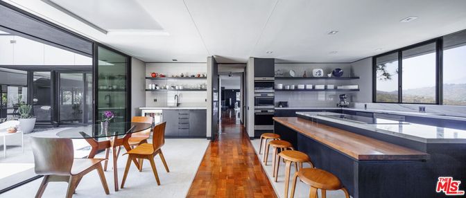Dining room, Interior, Kitchen, Recessed Lighting, Stainless Steel Appliances, Wood Texture Flooring