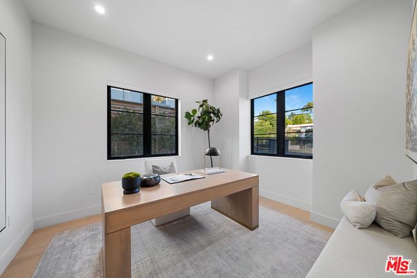 Home Office, Interior, Recessed Lighting, Wood Texture Flooring