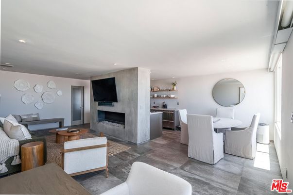 Dining room, Fireplace, Interior, Living room, Recessed Lighting