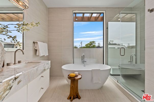 Bathroom, Dual Sink Vanities, Free Standing Baths, Glass Shower, Interior